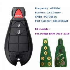 Original 3 Button Smart Fobik Key For Dodge RAM 2013-2018 With 433Mhz FCCID GQ4-53T PCF7961A Chip