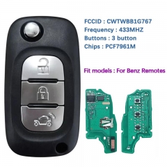 Aftermarket 3 Button Smart Remote Key Control With 433MHZ PCF7961M CWTWBB1G767 Without Logo