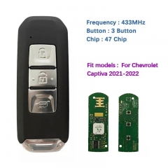 Original One Pair 3 Button Smart Key For Chevrolet Captiva 2021-2022 Remote 433 MHz PCF7952 47 Chip