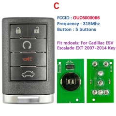 Aftermarket Key For Cadillac Escalade ESV EXT 2007-2014 CTS DTS Remote Fob FCC ID OUC6000066 315MHz 4/5/6 Buttons