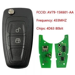 Aftermarket 2 Button Flip Remote Car Key For Ford Ranger With 433 MHz 4D63 80 Bit FCC AV79-15K601-AA