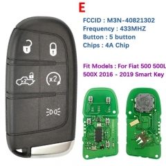 Aftermarket Smart Key For Fiat 500 500L 500X 2016-2019 Keyless Remote Fob 434MHZ FCCID 85B83D62 PCF7953M 4A Chip