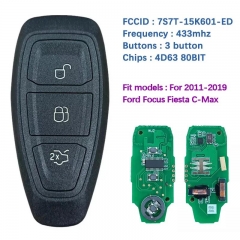 Aftermarket Smart Remote Key 3 Button Remote KR55WK48801 4D63 Chip For Ford Focus Fiesta C-Max 2011-2019