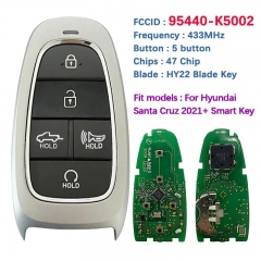 Original PCB 5 Button Smart Car Key For Hyundai Santa Cruz 2022 Remote Fob 47 Chip 433Mhz FCCID 95440-K5002 Keyless Go