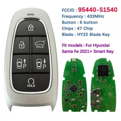 Original PCB 6 Button Smart Key For Hyundai Santa Fe 2021 Remote Fob 433MHz HITAG 3 Chip FCCID 95440-S1540 Keyless Go