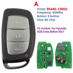 Aftermarket 3 Button Smart Remote Car Key Fob 433Mhz 8A Chip P/N: 95440-C9001 95440-C9100 For Hyundai IX25 Creta 2017