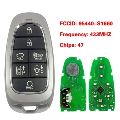 Aftermarket Key For Hyundai Santa Fe 2023 Smart Remote Key 6+1 Buttons 433 MHz 47 Chip FCCID 95440-S1660 Keyless Go