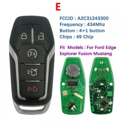 Aftermarket Key For Ford Fusion Explorer Edge Mustang Mondeo Kuka 2013-2017 Fob M3N-A2C31243300 49 Chip 315/433/902Mhz