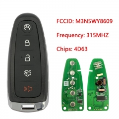 Aftermarket 5 Button Smart Key For Ford Edge Escape Explore Expedition Flex Focus Taurus Remote 315Mhz 4D63 M3N5WY8609