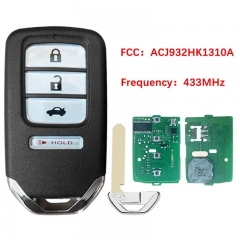 Aftermarket 4 Button Smart Keyless Proximity Remote 433MHz 72147-T2G-A61 ACJ932HK1310A For H-onda Accord 2016-2017