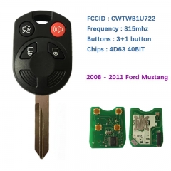 Original PCB 4 Button Key Control Remote Key 315 MHz 4D63 FCCID CWTWB1U722 For Ford Expedition Mustang Taurus 2008-2011