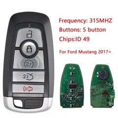 Replacement 5 Button Smart Key For Ford Mustang 2017+ Remote Control With 315Mhz 49 Chip