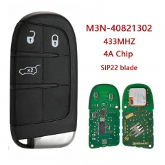 Original 3 Buttons Smart Keyless Proximity Remote 433MHz 4A Chip SIP22 Blade M3N-40821302 For Fiat 500 500L 500X 2016