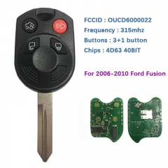 Remote Head Key Fob For Ford Fusion 2006-2010 HA Blade OUCD6000022 4D 63 40 Bits Original PCB In Stock