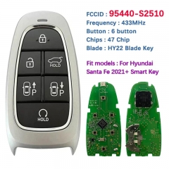 Original PCB 6 Button Smart Key For Hyundai Santa Fe 2021+ Remote Fob 47 Chip 433MHz FCCID 95440-S2510 Keyless GO