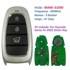 FCCID 95440-S1500 Aftermarket 3 Button Key For Hyundai Santa Fe 2022 Smart Keyless Remote Fob 47 Chip 433Mhz FOB-4F25