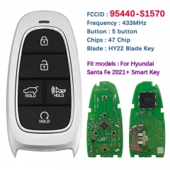 Original PCB 5 Button Smart Key For Hyundai Santa Fe 2021 Remote Fob 47 Chip 433MHz FCCID 95440-S1570 Keyless Go