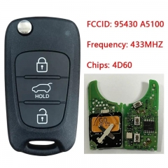 Original PCB 3 Button Flip Key Remote Fob 433MHZ 4D60 Chip RKE-4F04(GD) 95430 A5100 433-EU-TP For Hyundai i30 2012+