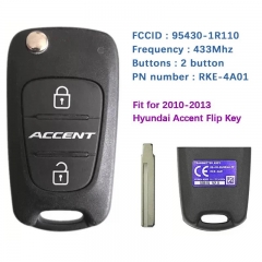 OEM 2 Button Remote Key Flip Fob 433MHZ FCC 95430-1R110 RKE-4A01 For Hyundai Accent 2010-2013