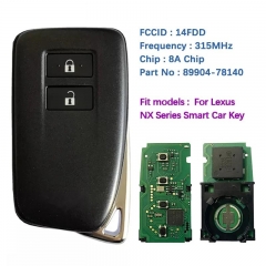 Aftermarket 2 Button Smart Remote Fob For Lexus NX Series FCCID 14FDD-02 315MHz H Chip PCB Number 89904-78140