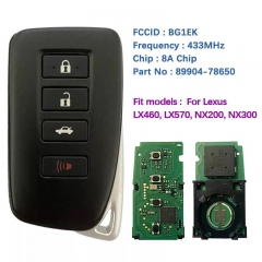 Aftermarket 4 Button Smart Key For Lexus LX460 LX570 NX200 NX300 With BG1EK P1 A8 DST-AES Chip 433MHz FCCID 89904-78650