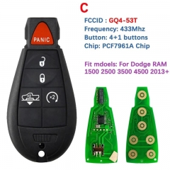 Aftermarket 3/4/5 Buttons GQ4-53T Remote Key 433MHz PCF7961A Chip For Dodge RAM 1500 2500 3500 4500 2013-2018