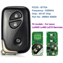 Aftermarket 3 Button Smart Key For Lexus Lx450D Lx460 Lx570 433Mhz 4D-67 Chip FCCID B77EA 89904-60830 89904-60830 Fob