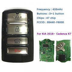 Original 4 Button Smart Key For Hyundai Cadenza K7 2016+ Remote 47 Chip Frequency 433Mhz FCCID Number 95440-F6000