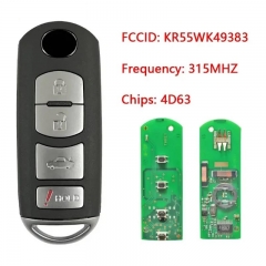 Aftermarket 4 Buttons Smart Key Fob For Mazda 6 2009-2013 Remote 315MHz FSK 4D63 Chip FCC ID KR55WK49383