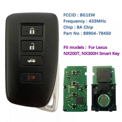 Aftermarket 4 Button Smart Key For Lexus NX200T NX300H Remote With BG1EW P1 A8 DST-AES Chip 433MHz 89904-78450