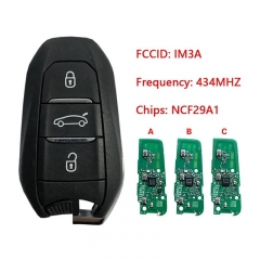 Original 3 Button Smart Key With 433Mhz Frequency 128 AES Chip Part No 98097814ZD IM3A Keyless Go For P-eugeot