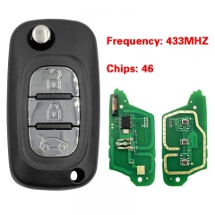 Aftermarket 3 Button Flip Remote Key For R-enault Megane3 Scenic III SM3 Fluence 2009-2015 PCF7961 433Mhz FSK