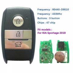 Original/Aftermarket 3 Buttons Smart Key 433MHz 47 Chip FCCID 95440-D9510 For KIA Sportage 2019