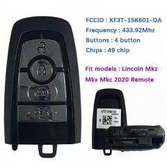 Original 4 Button Smart Key For Ford Lincoln Mkz Mkx Mkc 2020 Remote With 433.92MHZ FSK KF3T-15K601-DA HS7T-15K601-ED