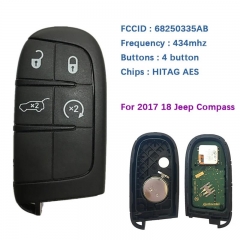 Original 4 Button Smart Car Key Remote Keyless Go 433Mhz AES Chip Part Number 68250335AB For Jeep Compass 2018