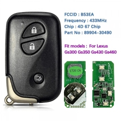 Aftermarket 3 Button Smart Key For Lexus GS 2006+ With B53EA A433 P1 D4 4D-67 433MHz 89904-30490 Keyless Go