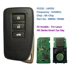 Aftermarket 3 Button Smart Key For Lexus NX Keyless Entry Remote 315MHz 8A Chip FCCID 14FDD-04 281451-2110 89904-78490