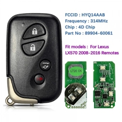 Aftermarket 4 Button Smart Key For Lexus LX570 2008-2016 Remote PN 89904-60061 HYQ14AAB (E-Board 0140) 314MHZ