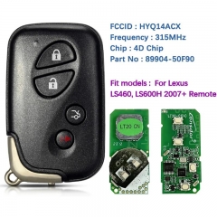 Aftermarket 4 Button Smart Key For Lexus LS460, LS600H 2007+ HYQ14ACX-5290 P1 98 4D-67 315MHz 89904-50F90 Keyless Go