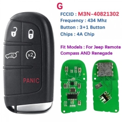 Aftermarket Smart Key For Jeep Compass Renegade Remote Control 433mhz 4A Chip Keyless Entry SIP22 Blade M3N-40821302