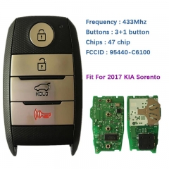 Original 4 Button Smart Key FCCID 95440-C6100 433Mhz 47 Chip Genuine Remote Control With Blade For KIA Sorento 2017