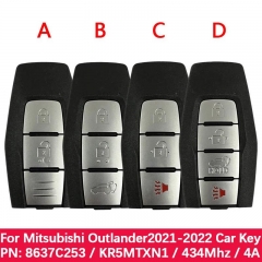 Original 3 Button Smart Key For Mitsubishi Outlander 2021-2022 Remote Control PN 8637C253 KR5MTXN1 4A Chip 433Mhz