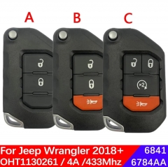 Aftermarket Smart Car Key For Jeep Wrangler 2018 2019 Remote Fob OHT1130261 433MHz 4A Chip FCCID 68416784AA NO Logo