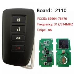 Aftermarket 4 Button Smart Car Key Remote PN 89904-78470 HYQ14FBA AG BOARD 2110 For Lexus GS ES NX200T LX570 2015-2019