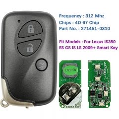 Aftermarket 3 Button Smart Key For Lexus LS GS IS Keyless Remote Control 271451-0310 312MHz Fsk 4D Chip