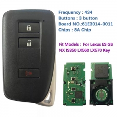 Replacement Smart Car Key For Lexus ES GS NX IS350 LX560 LX570 Keyless Remote F43 61E304-0011 Board FCC ID BG1EK