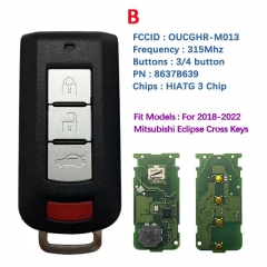 Aftermarket 3/4 Button Smart Key PN 8637B639 OUCGHR-M013 315MHZ 47 Chip For Mitsubishi Mirage Eclipse Cross 2018-2022