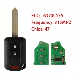 Replacement 3 Button Car Control 315Mhz 47 Chip 6370C135 For Mitsubishi Eclipse Cross Head Key 2018-2020