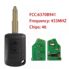 Replacement 2 Button Car Control For Mitsubishi Remote Head Key 2016 - 2017 433MHZ 46 Chip 6370B941 Without Logo