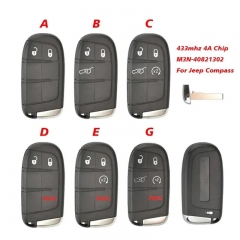 Aftermarket Smart Key For Jeep Compass Remote Control Key 433mhz 4A Chip Keyless Entry SIP22 Blade M3N-40821302